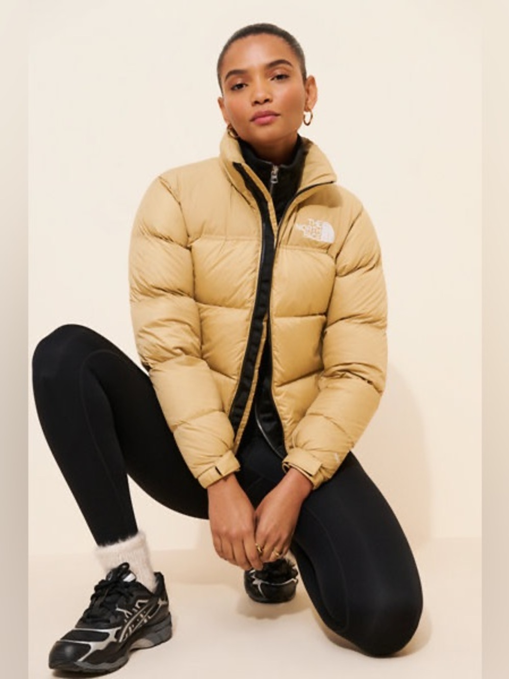The North Face khaki 1996 Retro Nuptse Hooded down puffer Jacket